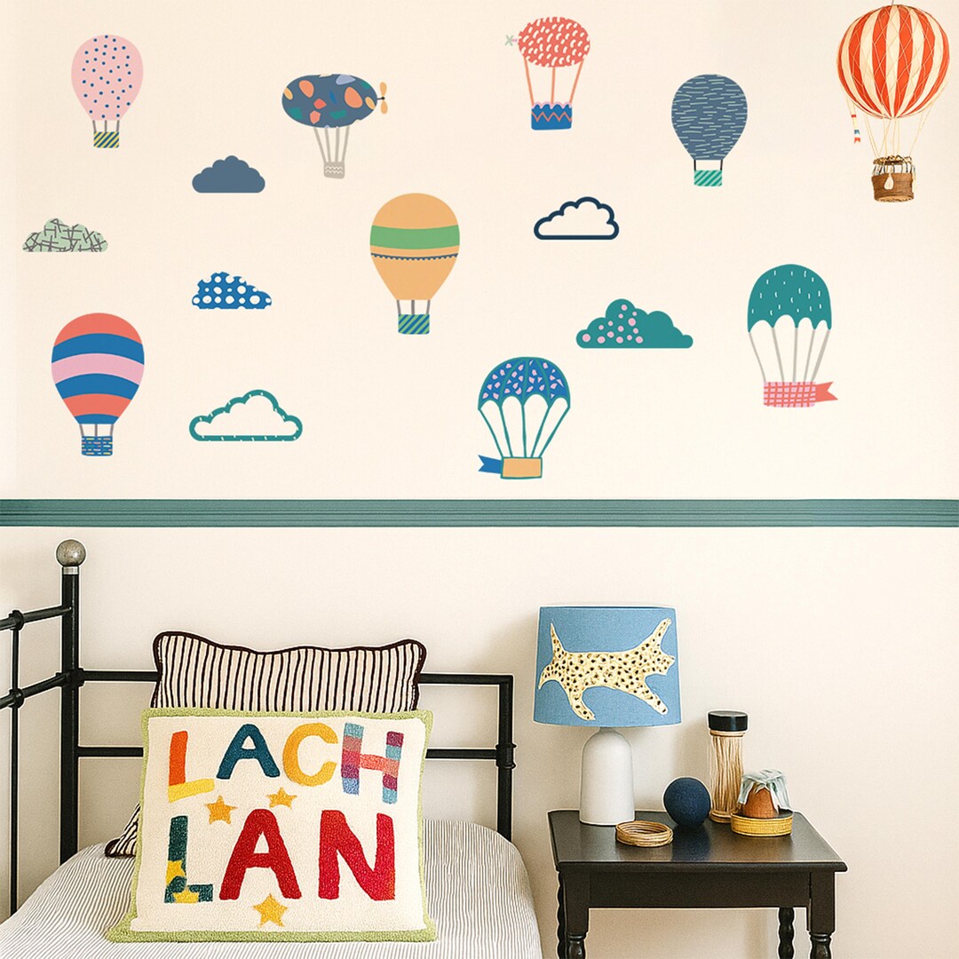 Hot Air Balloon & Cloud Wall Stickers for Kids’ Bedroom, Nursery ...