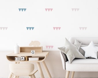 Triangle Kids Wall Decals | Kids' Bedroom, Playroom, Nursery Wall Stickers | PVC-Free, No Odour | Reusable Fabric Peel and Stick Wall Decals