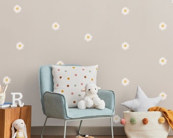 Stickers muraux marguerites | Stickers muraux fleurs | Sticker mural chambre d'enfant fille | Sans PVC, sans odeur | Décalcomanies murales en tissu repositionnables