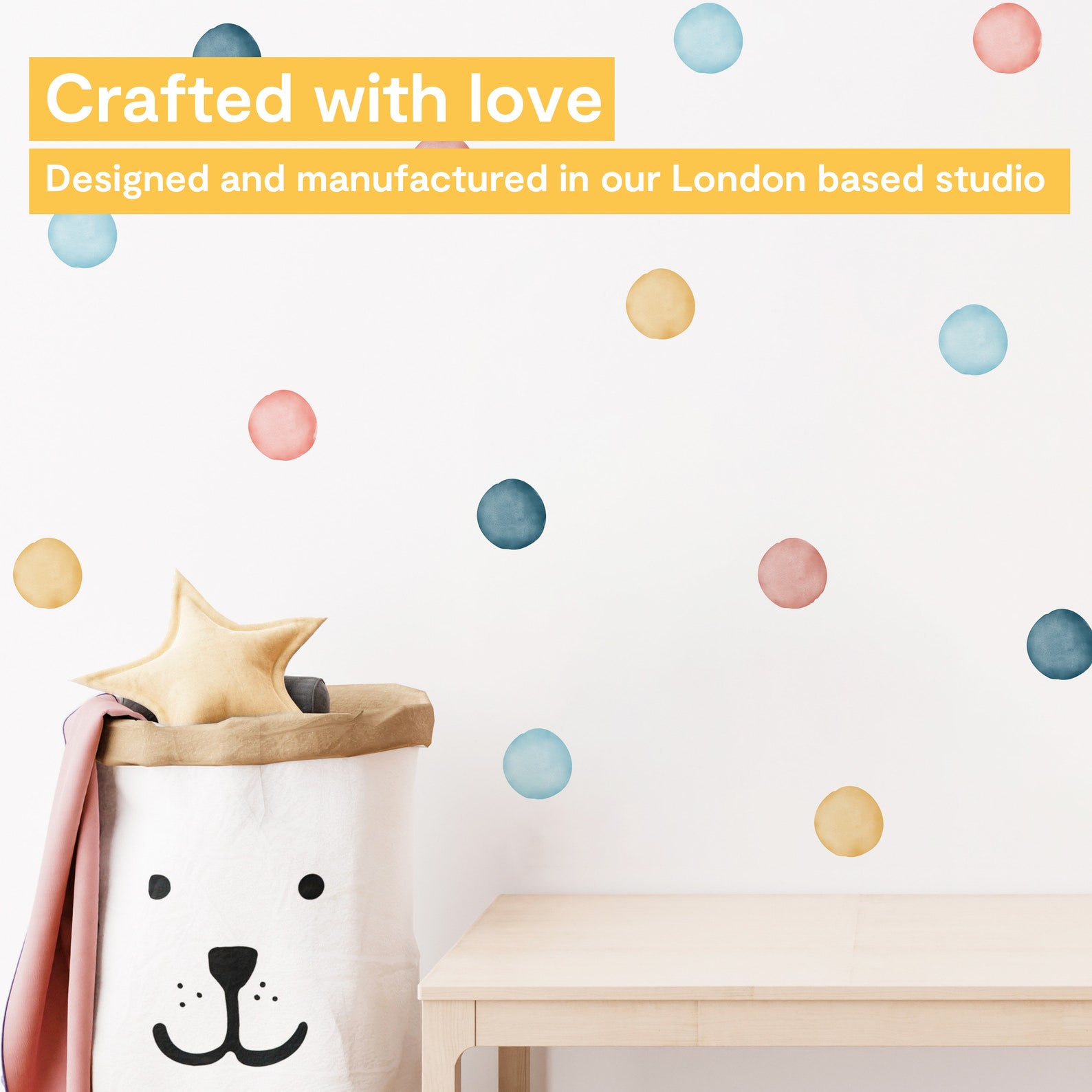 Pastel Watercolour Polka Dot Wall Decal | Rainbow Dot Wall Stickers ...