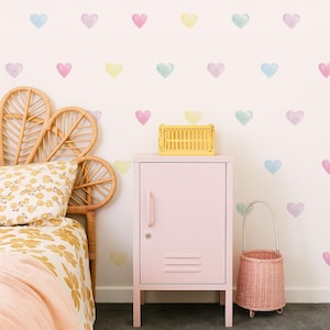 Pastel Heart Wall Decals | Kids&#39; Bedroom, Playroom, Nursery Wall Stickers | PVC-Free, No Odour | Reusable Peel and Stick Fabric Wall Decals