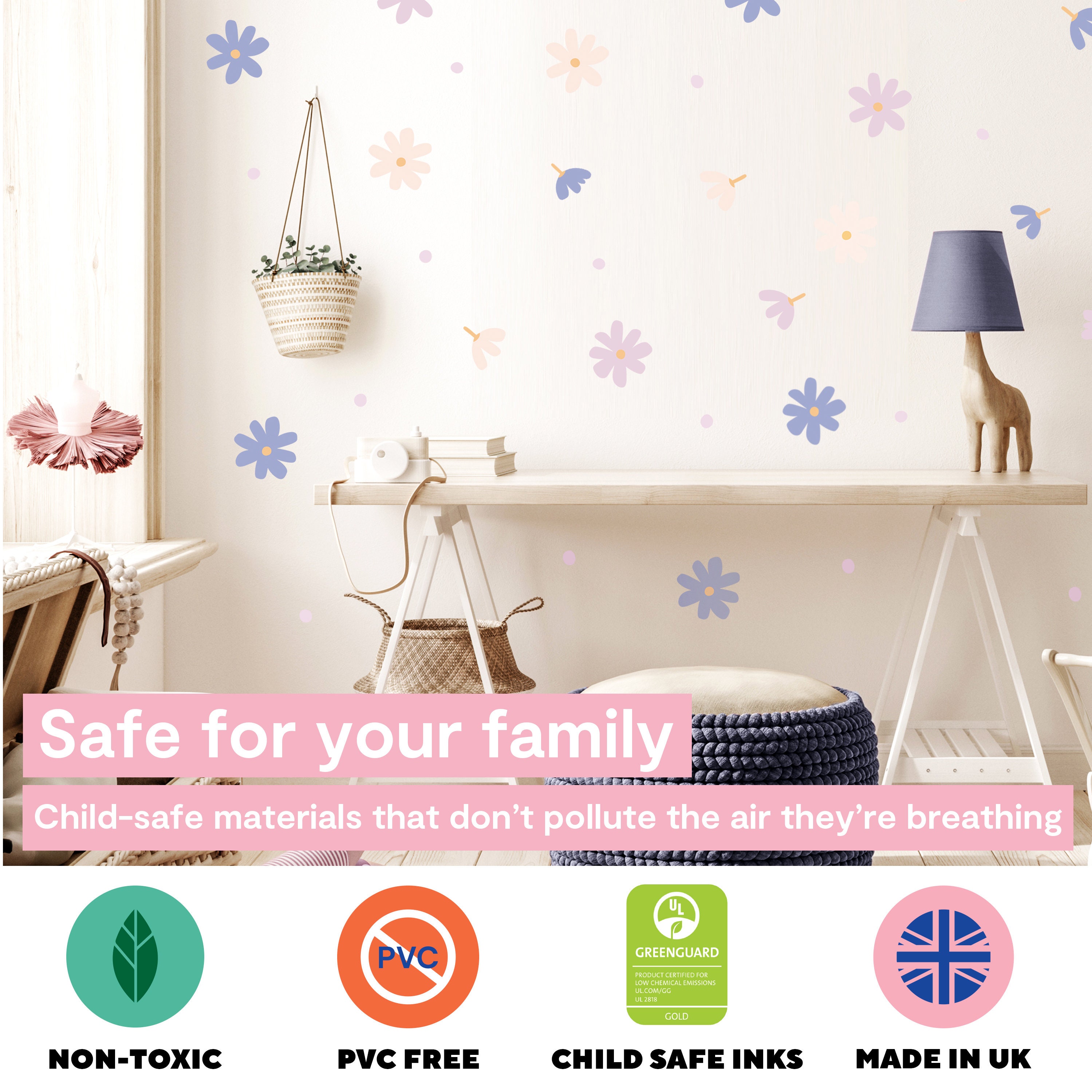 90-PC Daisy Wall Decals - Peel & Stick Flower Stickers For Bedroom, Nursery, Living Room - View #3