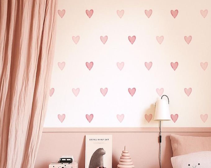 16 Large Baby Pink Vinyl Hearts Wall Decals Art Vinyl Stickers Kids ...