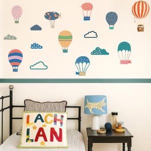 Hot Air Balloon Wall Stickers | Kids’ Bedroom, Nursery, Playroom Wall Decal | PVC-Free, No Odour | Reusable Peel and Stick Fabric Decal