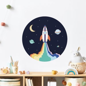 Space Wall Sticker for Kids | Outer Space Wall Decal | Space Wall Mural | PVC Free, No Odour | Repositionable Fabric Peel & Stick Decal