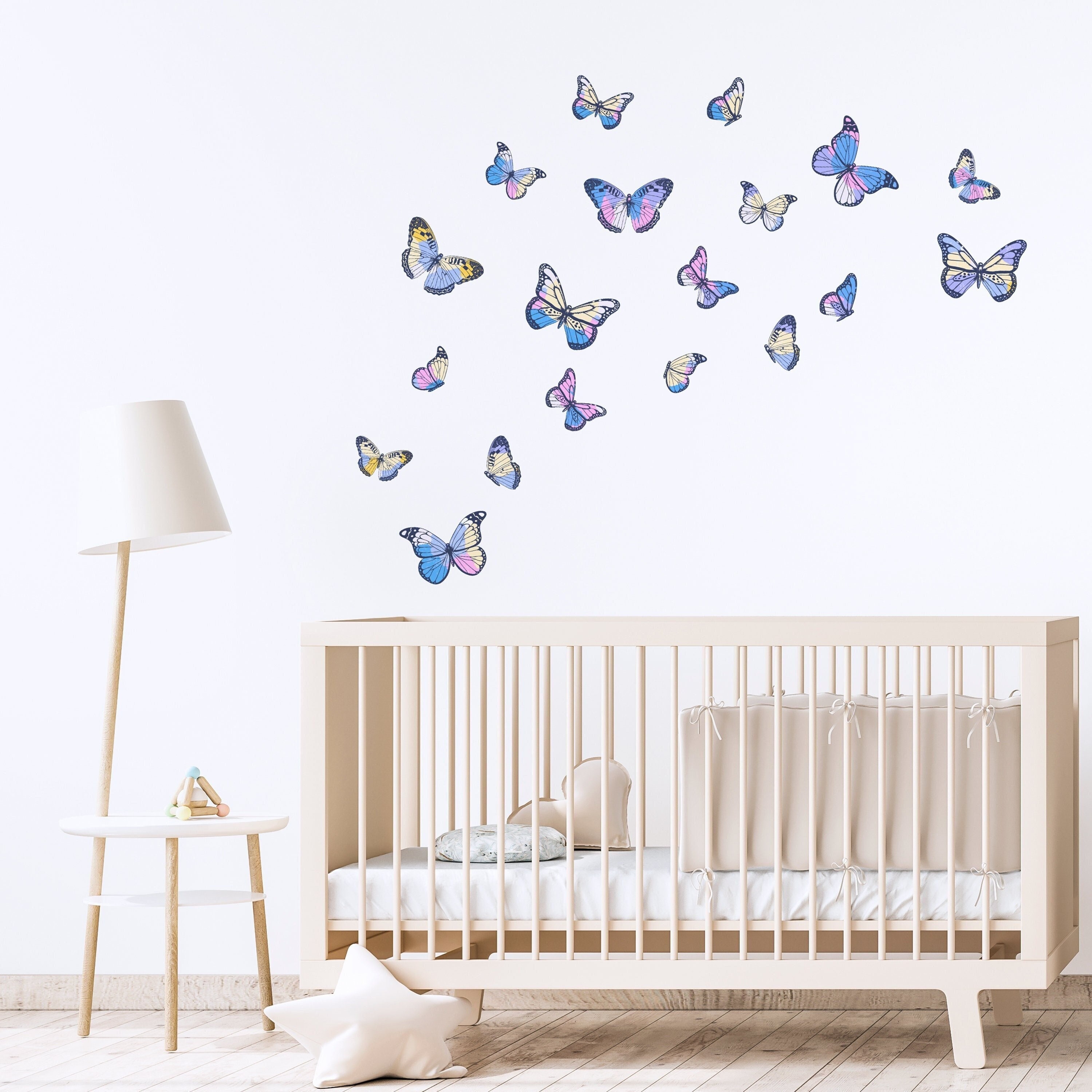 Pink Butterfly Mural Set Flying Butterfly Wall Decal Set Kid Room Like a  Fairy Tale Love All Around Kid Room Sticker HT148 