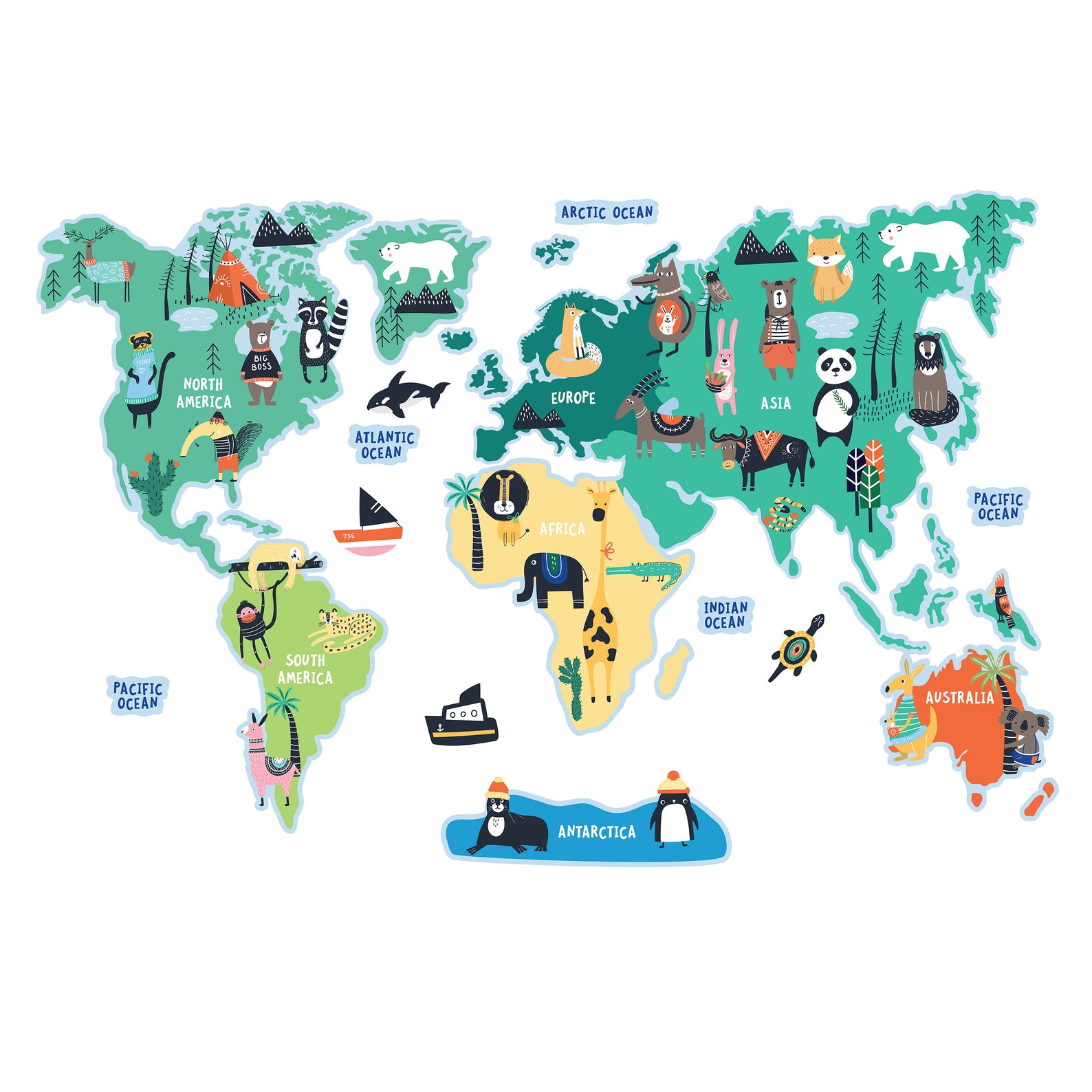 Nursery World Map Wall Decal Nursery Map Decal World Map Etsy UK