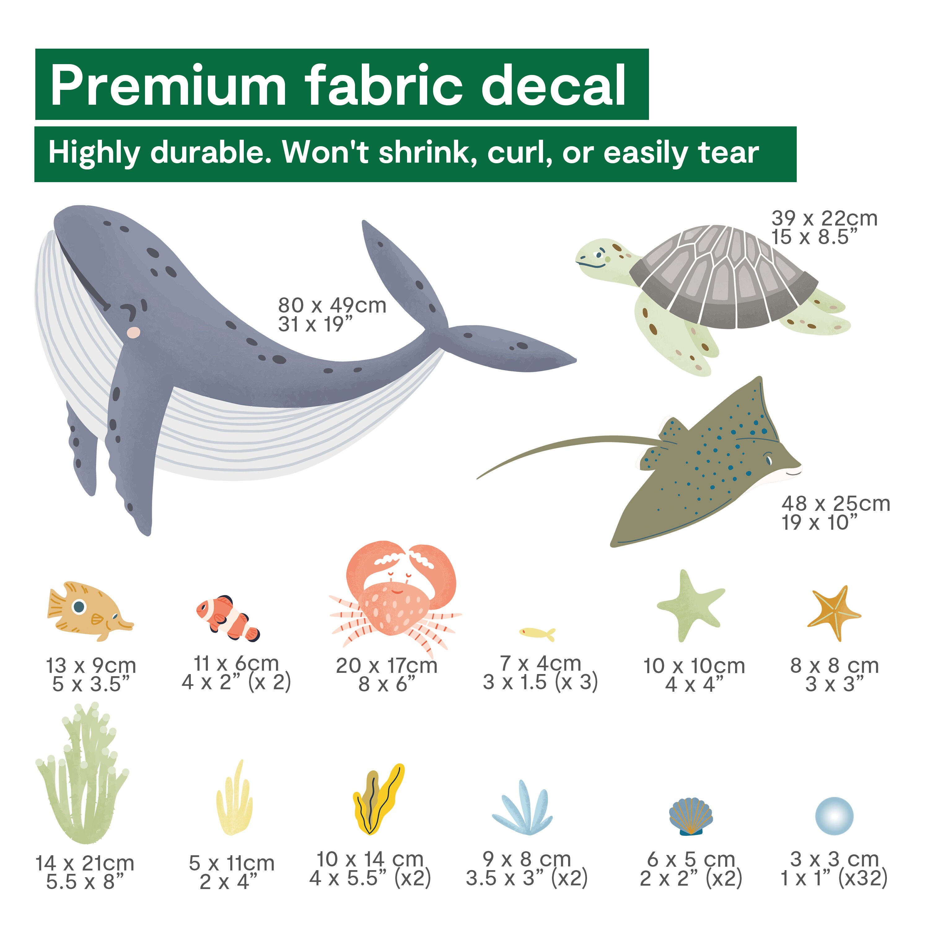 Adesivi Murali Animali Marini - Balena, Medusa, Tartaruga, Rimovibili, Per Camera Bambini - Foto 3