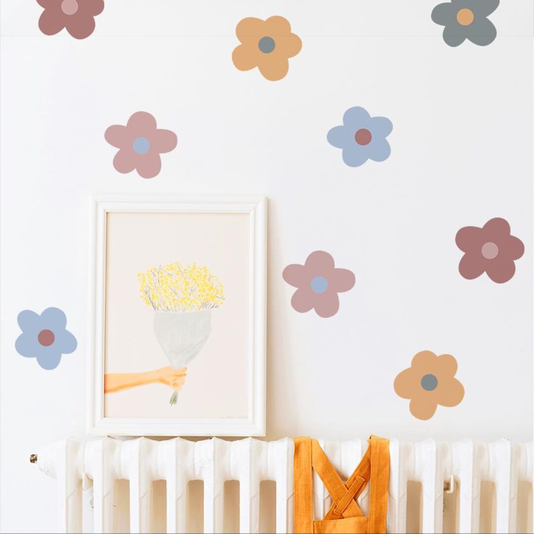 Large Daisy Wall Decals | Boho Flower Wall Stickers | for Kids Bedroom ...