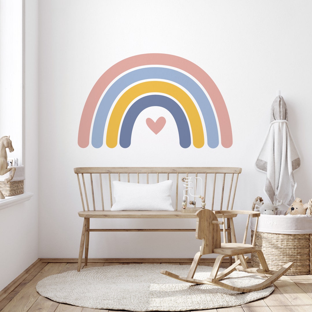 Pastel Rainbow Nursery Wall Decal | Large Rainbow Decal | Rainbow Mural ...