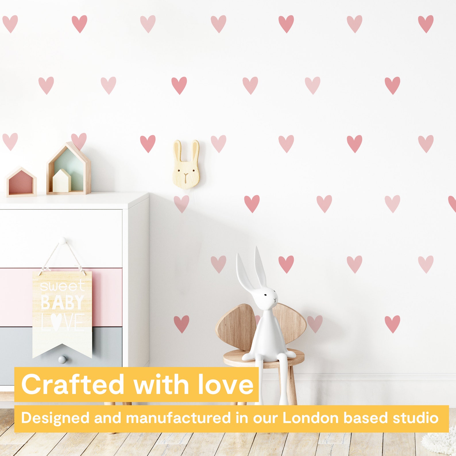 Pink Heart Wall Stickers Heart Wall Decals Girl Bedroom Etsy