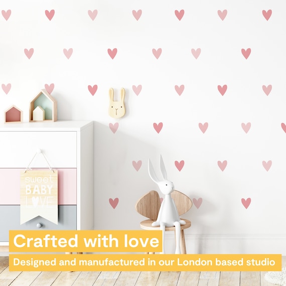 80 Adesivi Murali A Forma Di Cuore Rosa Per Cameretta Bambina - Decorazioni Parete Fai Da Te In PVC Ecologico Rimovibili - 2