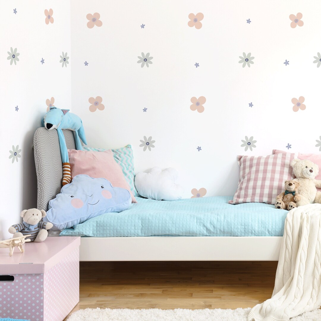 Soft Pastel Flower Wall Stickers Floral Wall Decals for Etsy