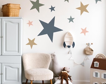 Large Star Wall Decals – Repositionable Fabric Peel & Stick Wall Sticker Set for Kids’ Rooms