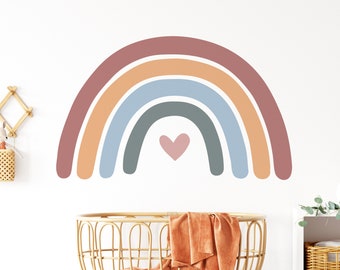 Grote regenboog muur sticker | Boho Rainbow muursticker voor kinderkamer, kinderkamer, speelkamer | Verplaatsbare Peel en Stick stoffen muursticker