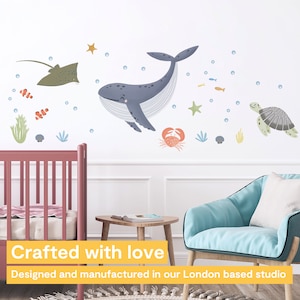 Sea Theme Nautical Wall Stickers Wall Decals for Kids Bedroom, Nursery, Playroom PVC-Free, Reusable Peel & Stick Fabric Decals 画像 2