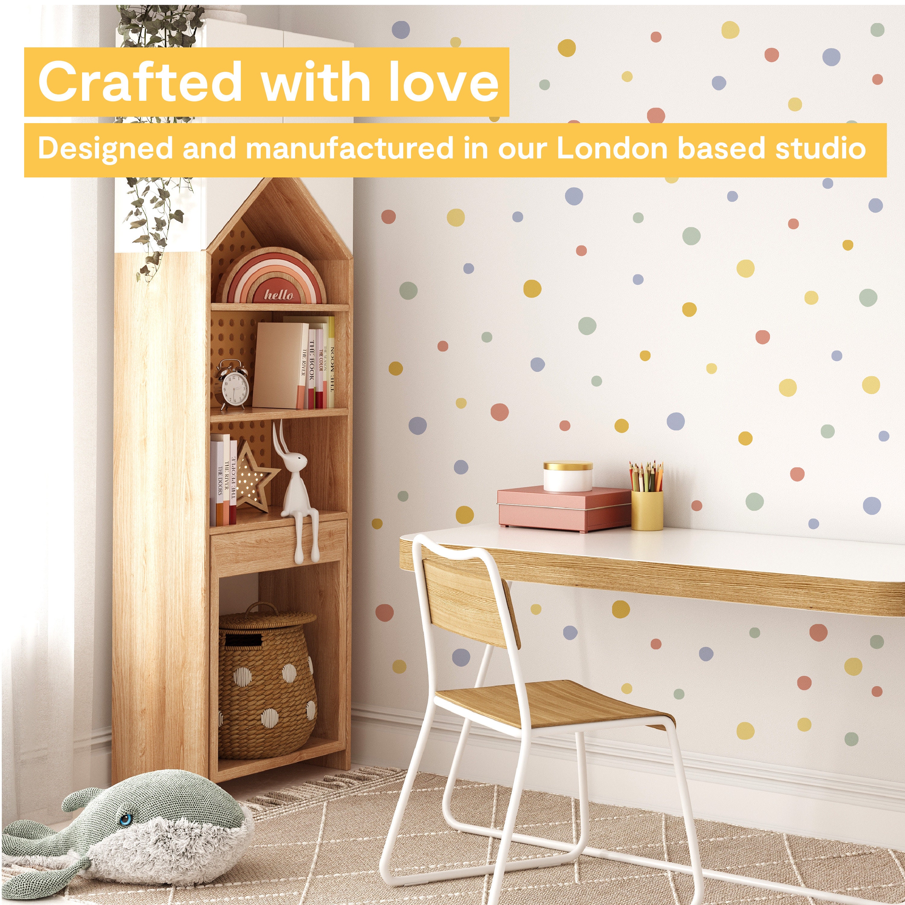 Rainbow Polka Dot Wall Decal | Pastel Dot Wall Stickers | Neutral Kids ...