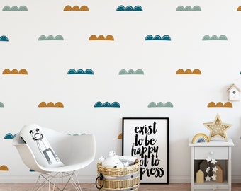 Scandi Scallop Kids Wall Decals | Wall Stickers for Kids Bedroom, Nursery, Playroom | Repositionable Peel and Stick Fabric Decals