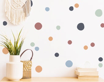 Boho Polka Dot Wall Decals for Kids’ Bedroom, Nursery, Playroom | PVC-Free, No Odour | Reusable Peel and Stick Fabric Wall Stickers