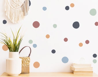 Boho Polka Dot Wall Decals – Fabric Peel and Stick Wall Stickers for Kids Bedroom, Nursery and Playroom