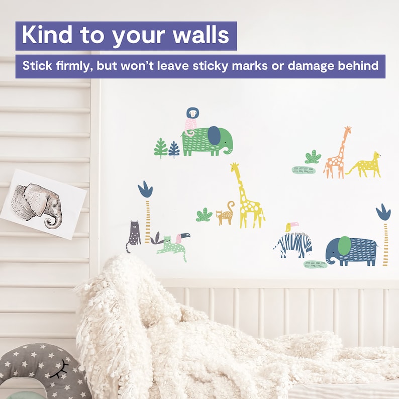Safari Nursery Wall Stickers Safari Animal Wall Decals Etsy UK