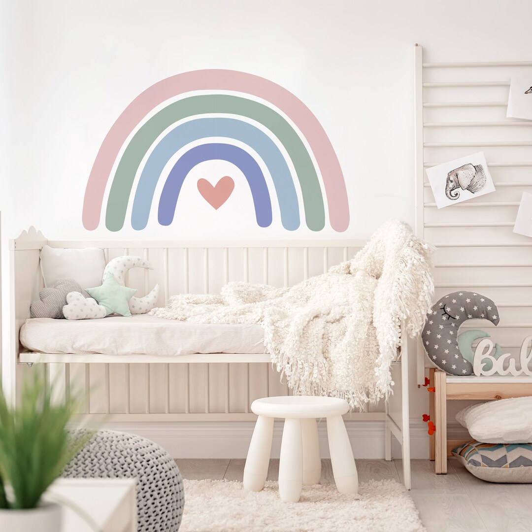 Pastel Rainbow Decal | Rainbow Wall Decal for Girl's Room, Nursery ...