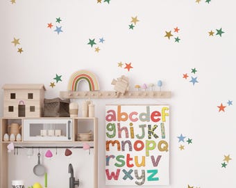 Star Wall Decals for Kids Room – Removable Fabric Wall Stickers | Colourful Nursery Wall Decor | Toddler Playroom Wall Art