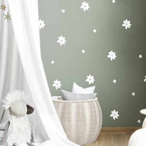Daisy Wall Decals | Flower Wall Stickers for Kids Bedroom, Nursery, Playroom | PVC-Free, No Odour | Reusable Peel & Stick Floral Wall Decal