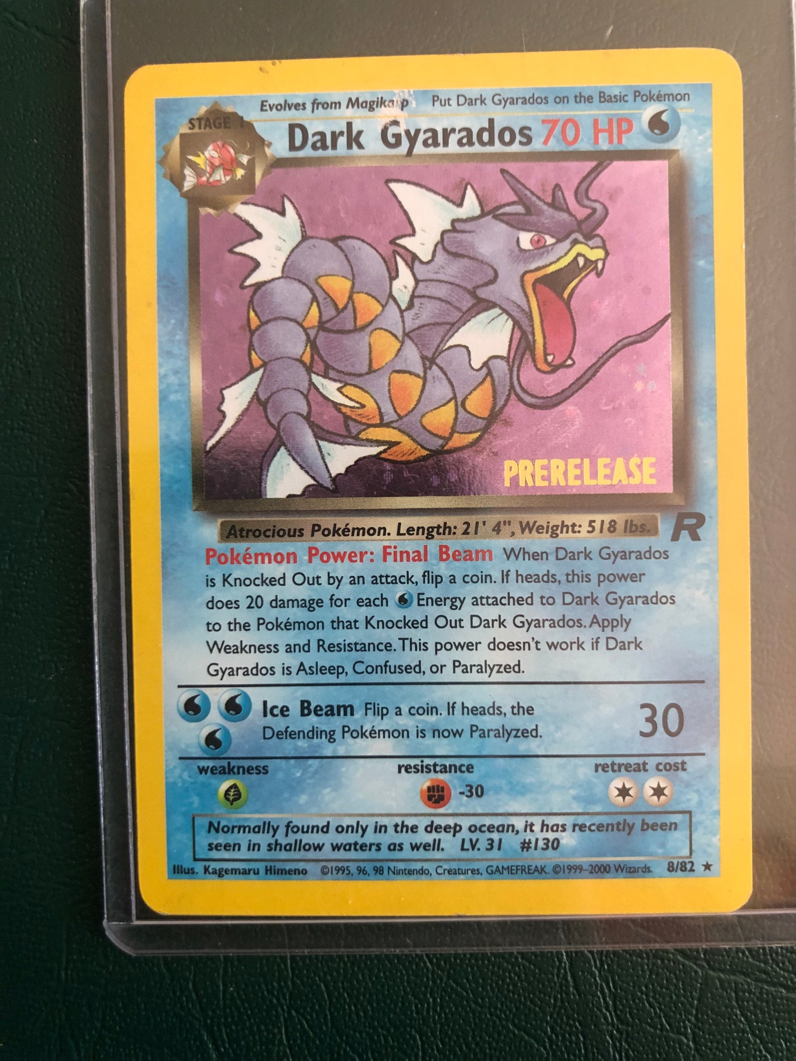Holographic Dark Gyarados Prerelease 8/82 Pokemon Card Etsy