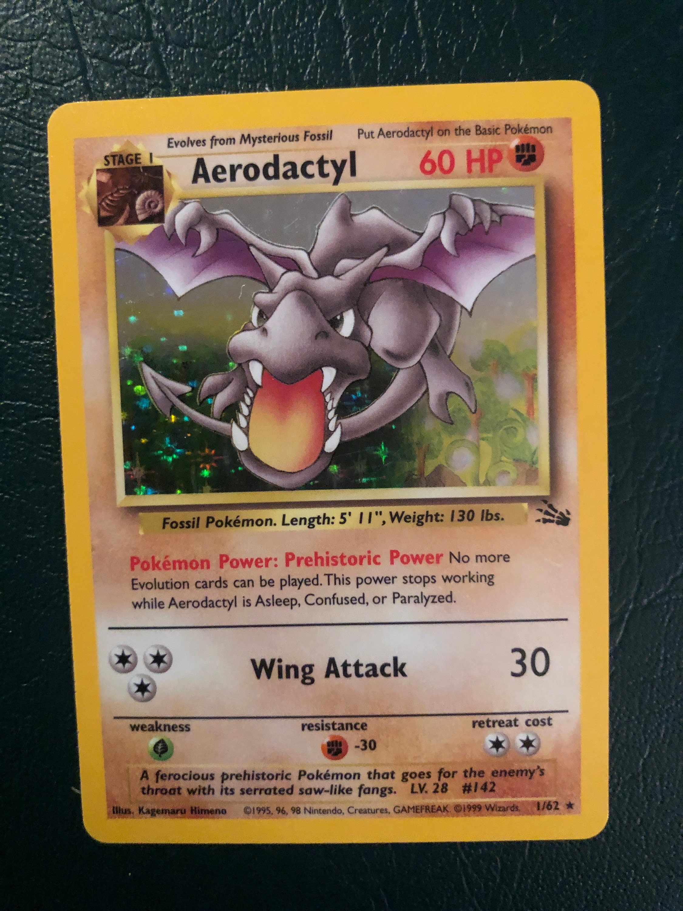 Tarjeta Pokemon Holographic Aerodactyl 1/62 Etsy