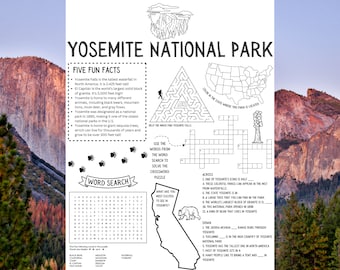 Yosemite National Park Kids Activity Sheet