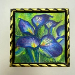 after GEORGIA O&#39;KEEFFE 1:12 scale, dollhouse miniature, prismacolor and acrylic painting, custom frame, signed Shelly Zeiden