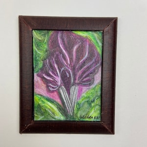 recreated after GEORGIA O&#39;KEEFFE 1:12 scale, dollhouse miniature, prismacolor and acrylic painting, custom frame, signed Shelly Zeiden