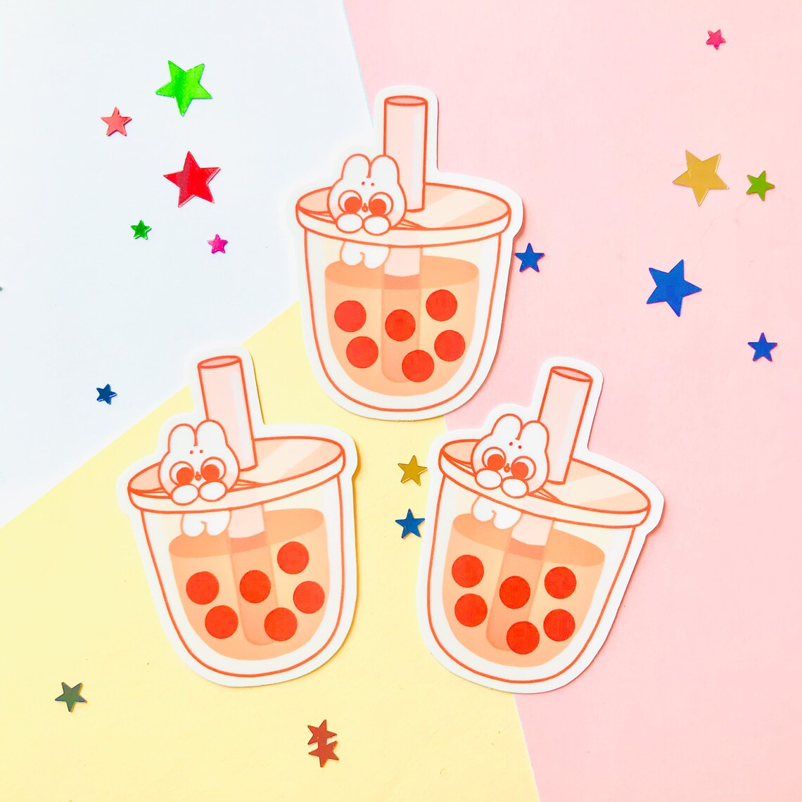 Peaches Bunny Boba Sticker Waterproof Journal Bottle Etsy