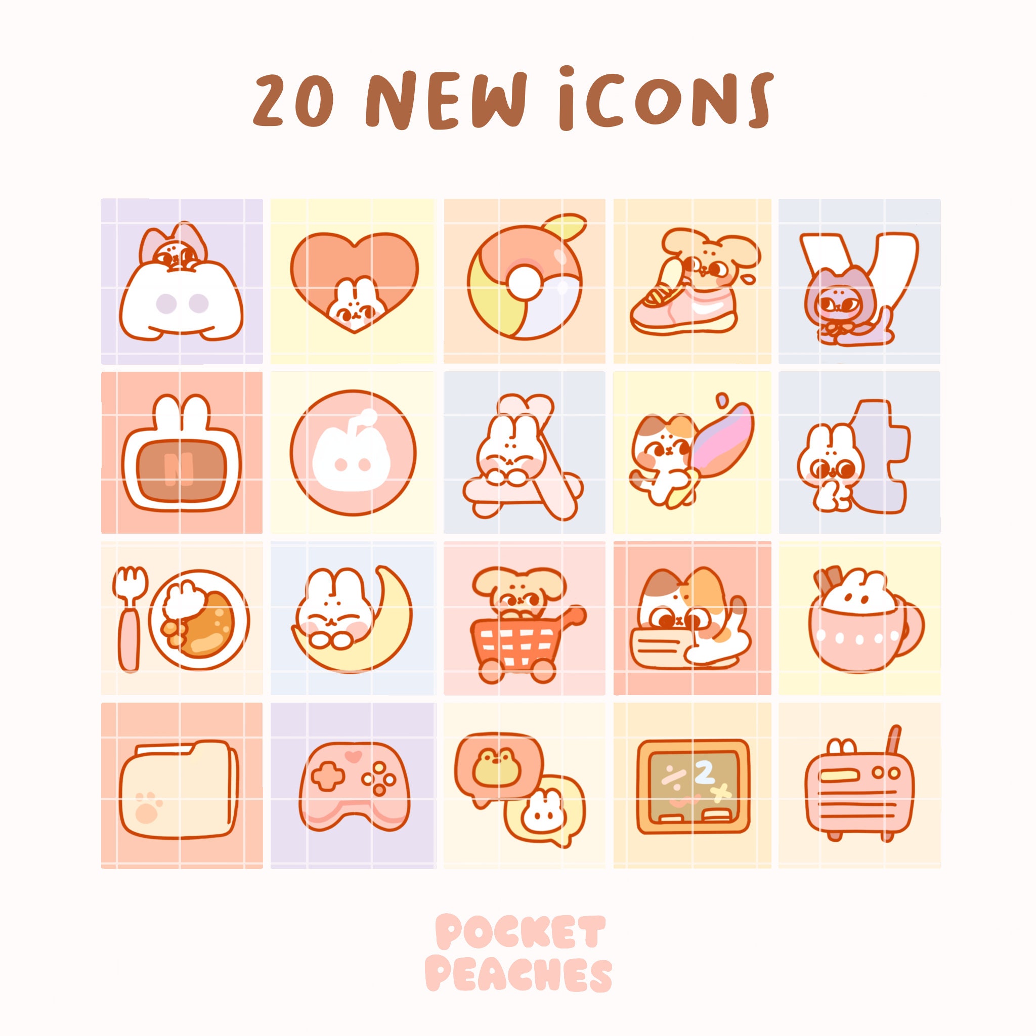 Peachy Skies EXPANSION App Icon Pack Digital Instant -  Canada