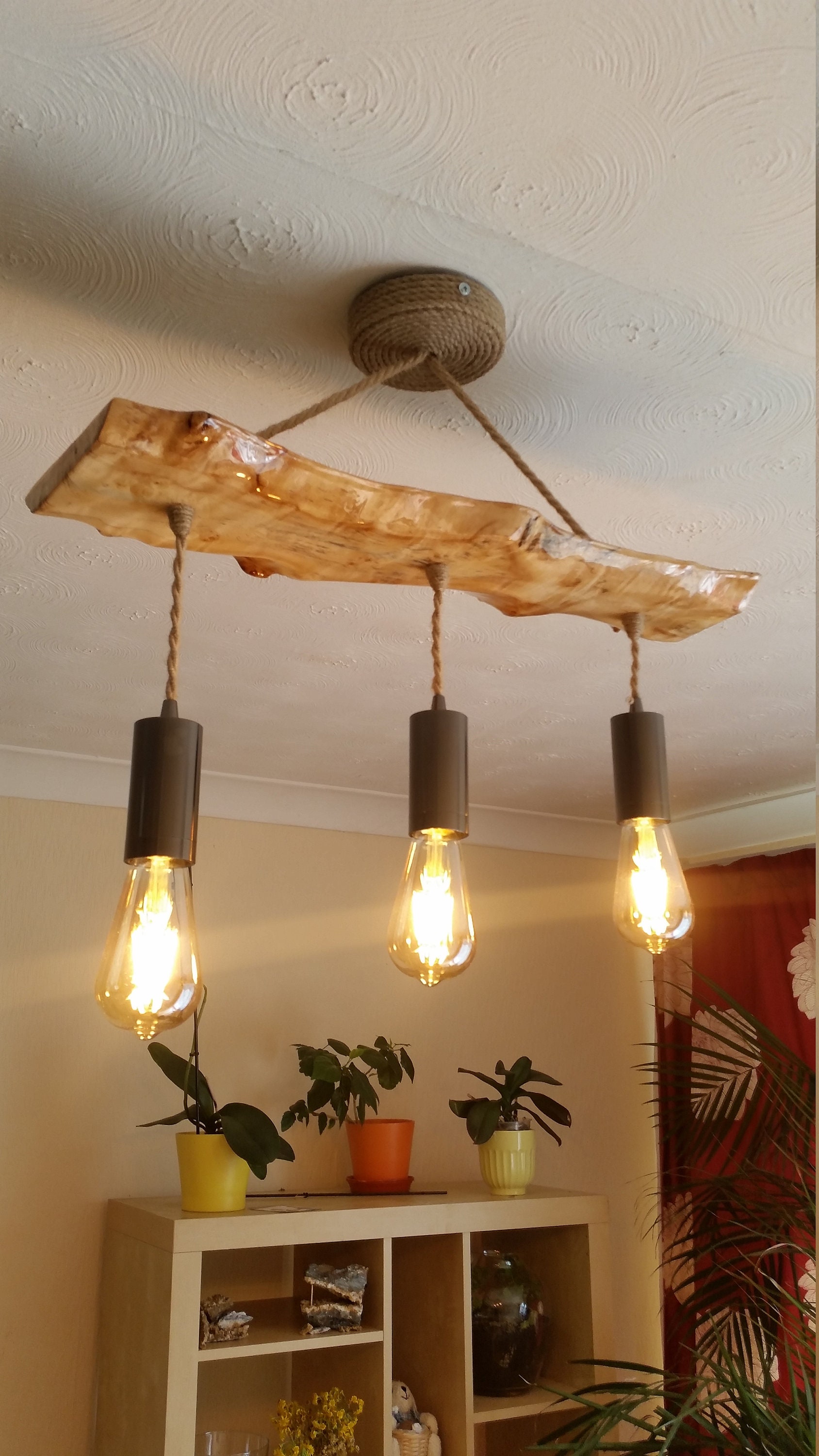 Gorgeous Sycamore Wood Diagonal Ceiling Lamp - One of a Kind - Etsy