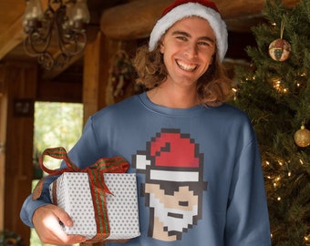 8 Bit Santa Sweatshirt, NFT Christmas Sweatshirt, Crypto Christmas Gift, Gamer Holiday Gift, Christmas Crewneck