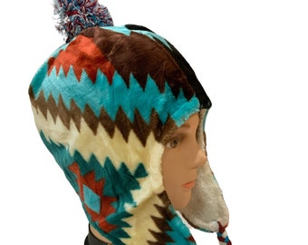 Native American Design Super Soft Kids Beanies With Warm Sherpa Hats