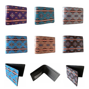 Design de style natif du sud-ouest pour homme Portefeuille en cuir à deux volets pour carte d'identité