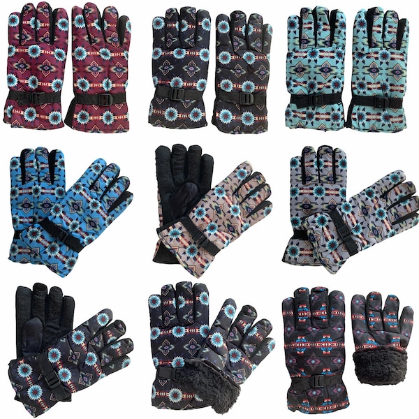 Native American Style Design Winter Outdoor Thick Waterproof Gloves