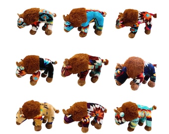 Peluche de búfalo súper suave con diseño nativo americano para regalar