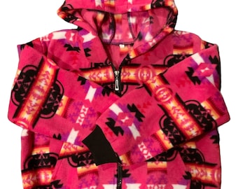 Chaqueta infantil con cremallera de polar y capucha de diseño estilo nativo americano