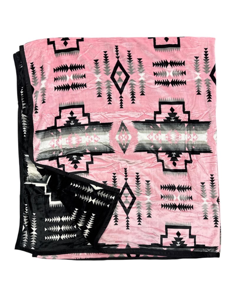 Southwest Native American Style NEW Design Super Soft Reversible Blanket Baby Pink