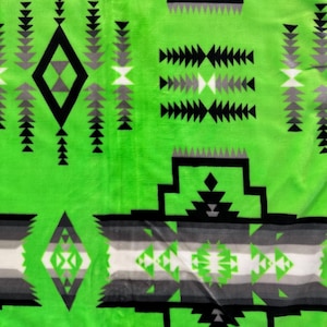 Native American Design Super Soft Queen Size Reversible Blanket Neon