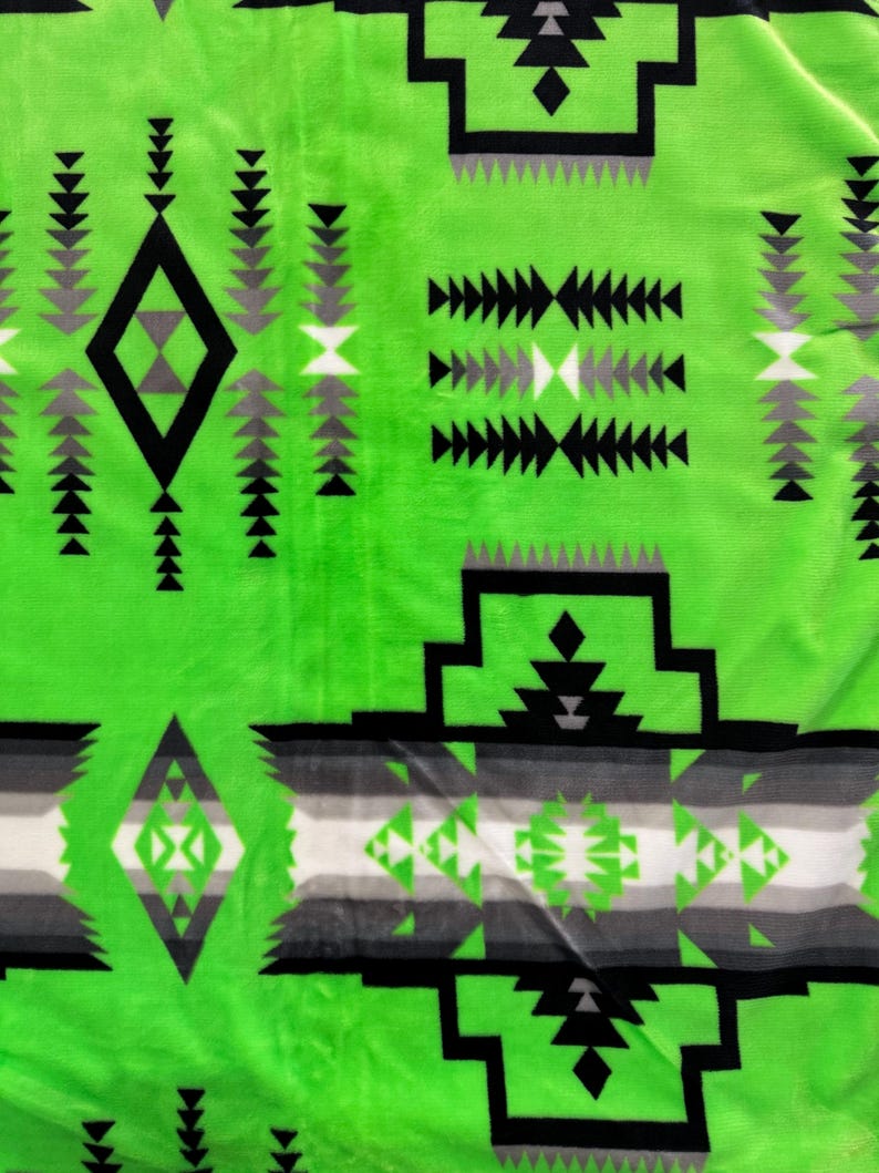 Native American Design Super Soft Queen Size Reversible Blanket Neon
