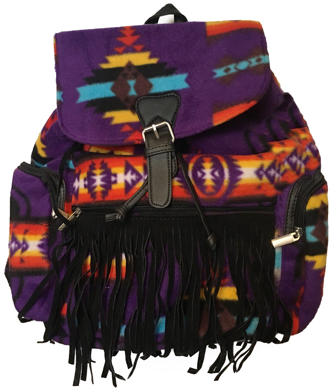 Native american design backpack with fringe Etsy