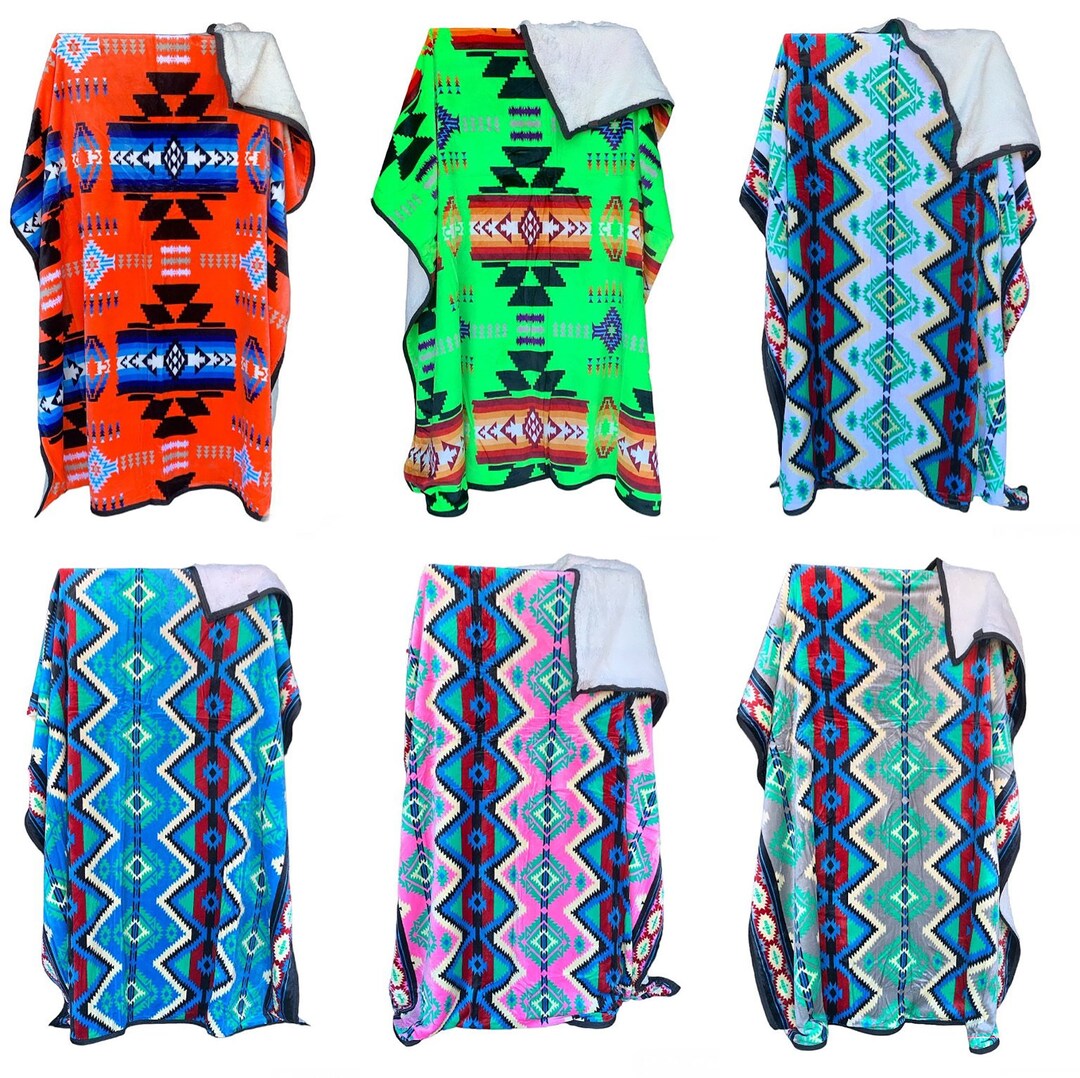 Southwest Native American Design Sherpa Full Size Blanket for Warmth
