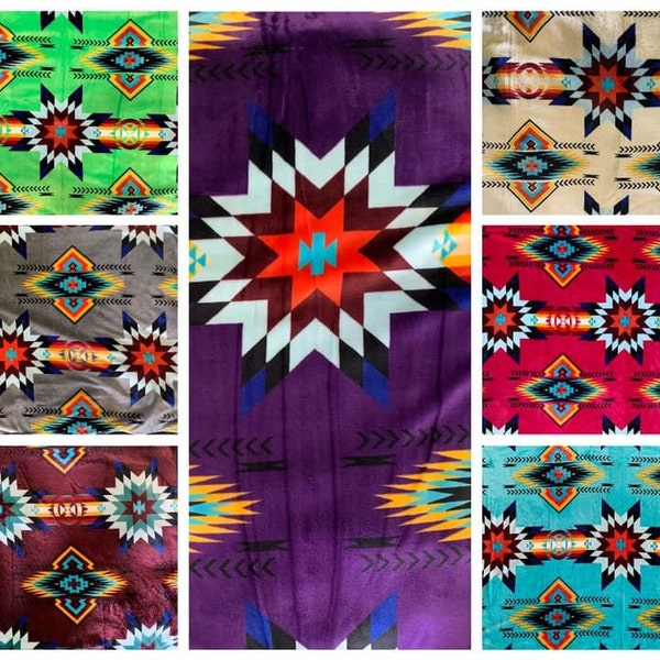 Southwest Native Style Design King Size Super Soft Plush Reversible  Blanket