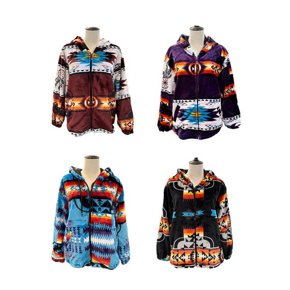 Native American Design Sherpa Lined Hooded Jacket - Etsy
