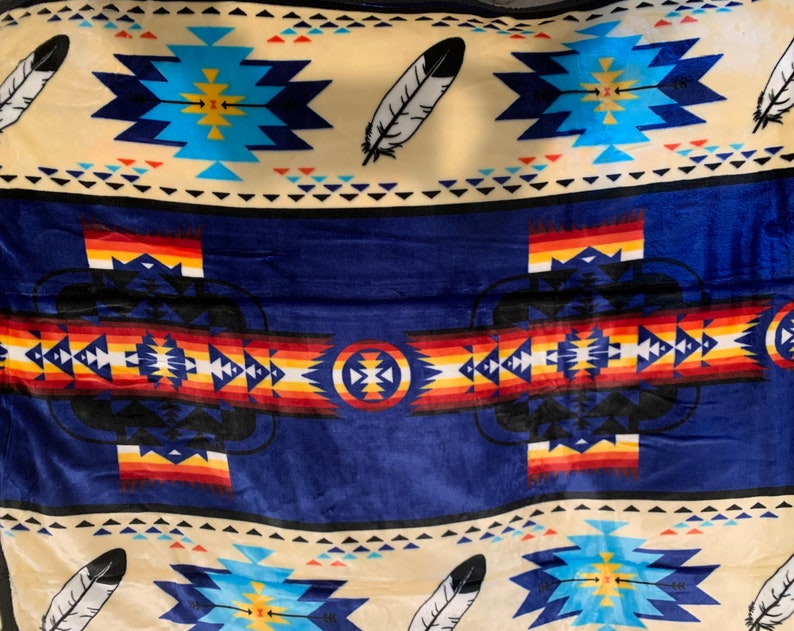 Southwest Native Full Size Plush Reversible Blanket Etsy